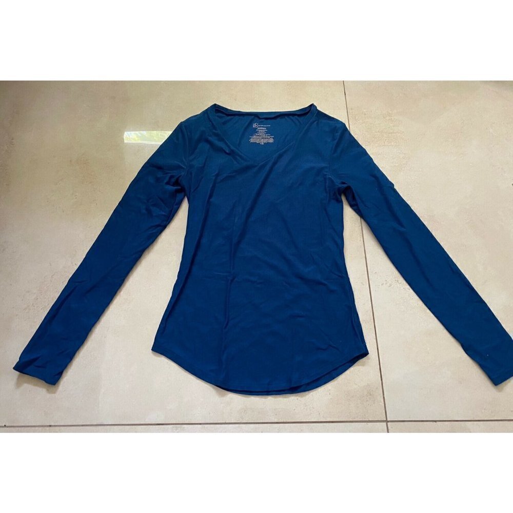 No Boundaries Blue Top Long Sleeve Stretch Women's Sz  XS (1)